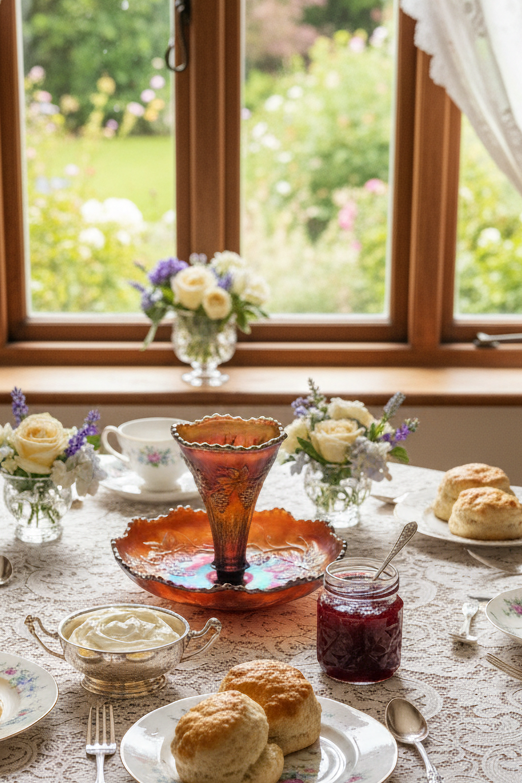 FENTON Carnival Glass EPERGNE 5”  Grapes Vines READ‼️