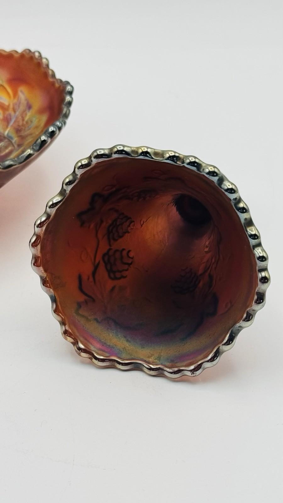 FENTON Carnival Glass EPERGNE 5”  Grapes Vines READ‼️