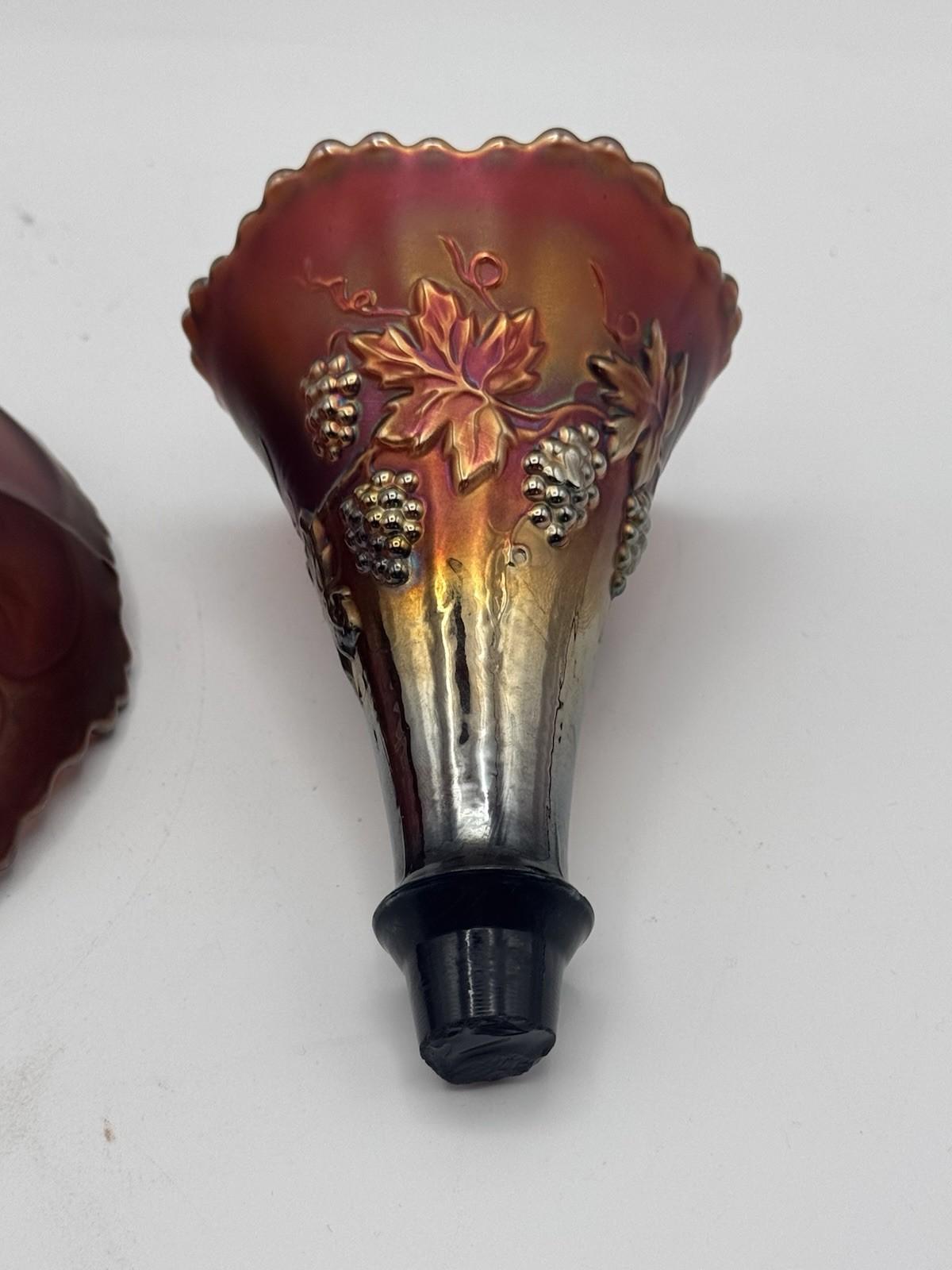 FENTON Carnival Glass EPERGNE 5”  Grapes Vines READ‼️