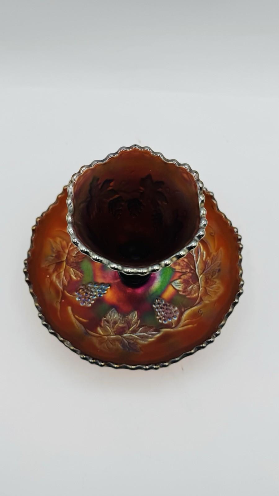 FENTON Carnival Glass EPERGNE 5”  Grapes Vines READ‼️