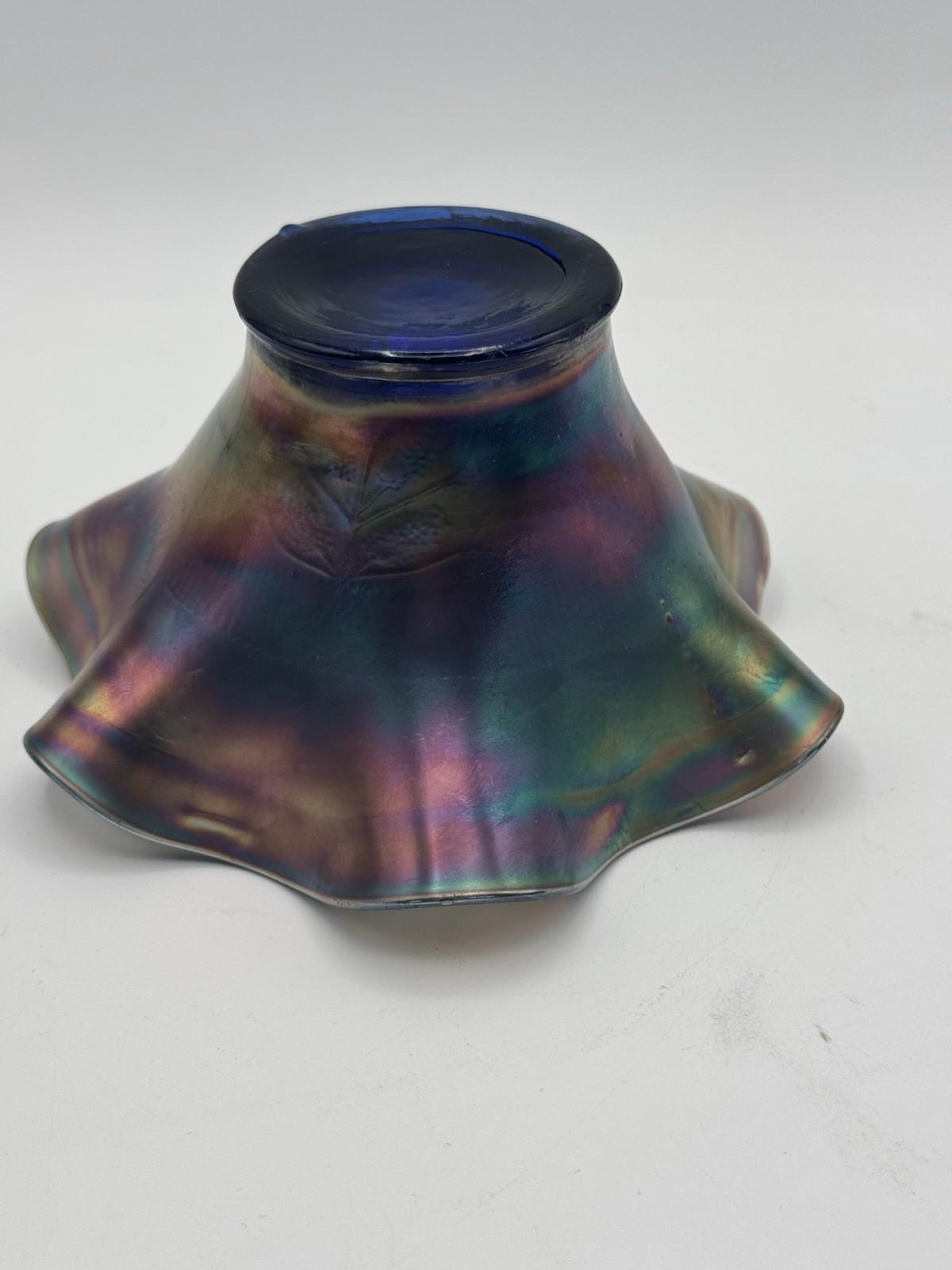 Vintage Fenton Bowl Blackberry Cobalt Blue Carnival Glass 6 Inch Ruffled #248