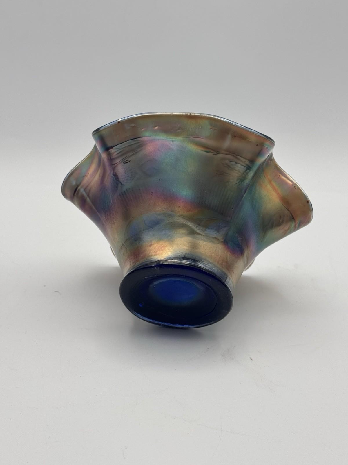 Vintage Fenton Bowl Blackberry Cobalt Blue Carnival Glass 6 Inch Ruffled #248