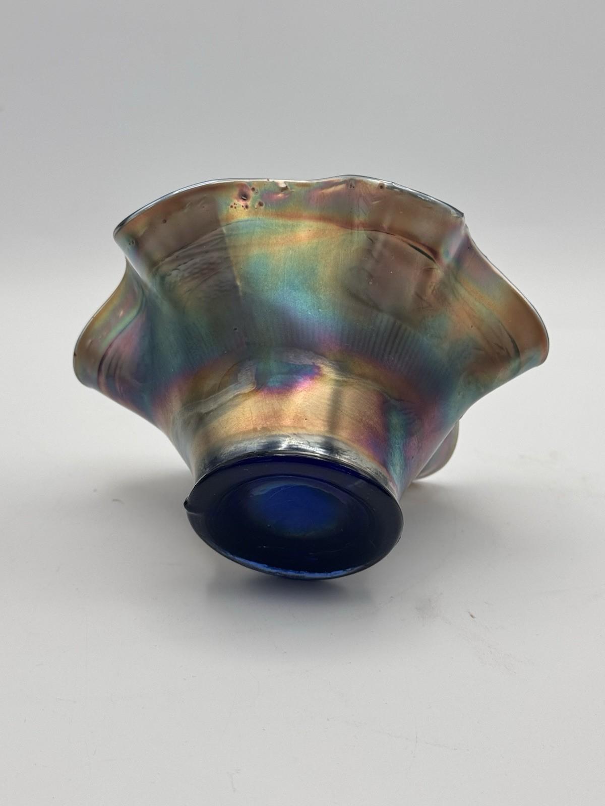 Vintage Fenton Bowl Blackberry Cobalt Blue Carnival Glass 6 Inch Ruffled #248