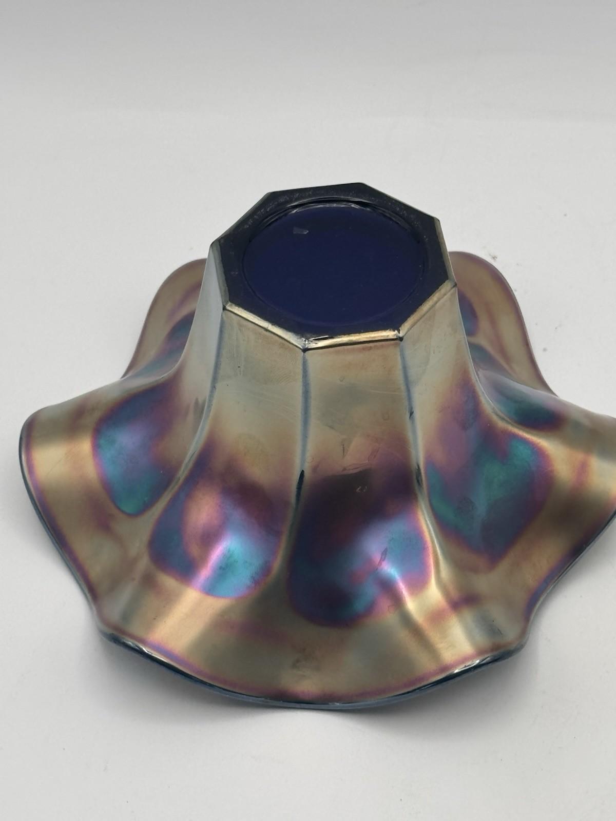 Vintage Fenton Bowl Holly Cobalt Blue Carnival Glass 6 Inch Ruffled
