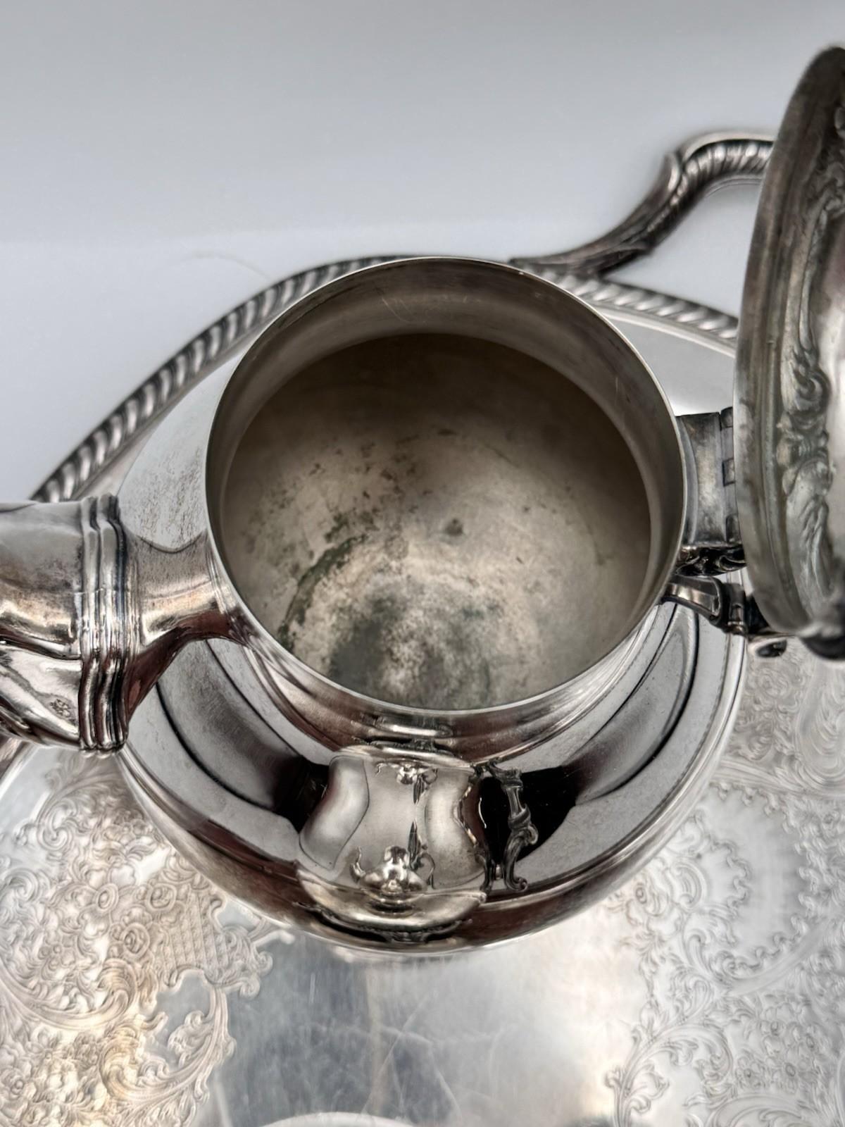 Vintage Silverplate Tea Coffee Set Wm Rogers Son 3 Piece Tray Service