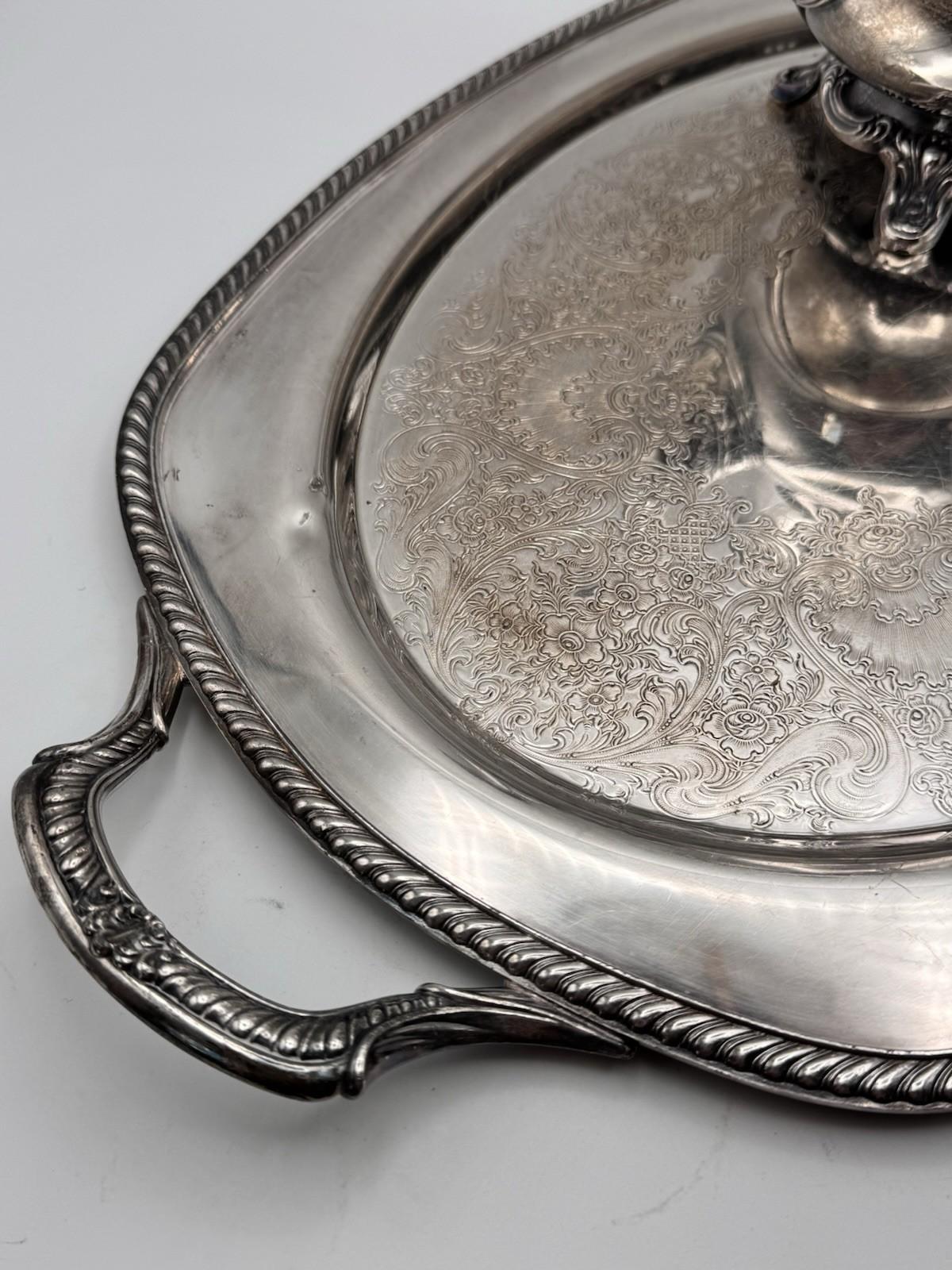 Vintage Silverplate Tea Coffee Set Wm Rogers Son 3 Piece Tray Service