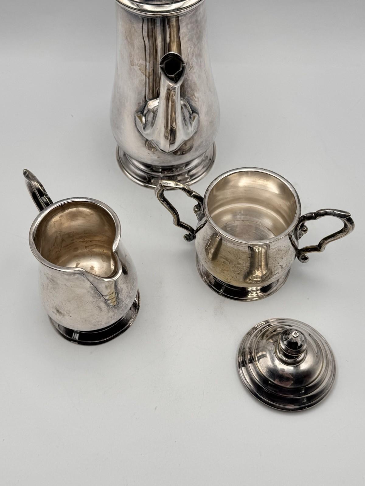 Vintage Silverplate Espresso Coffee Tea Set 3-Piece English Style Shabby Chic