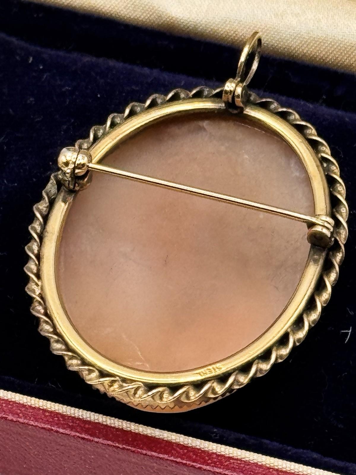 Rebecca At The Well Shell Cameo Brooch Pendant Gold Vermeil Sterling