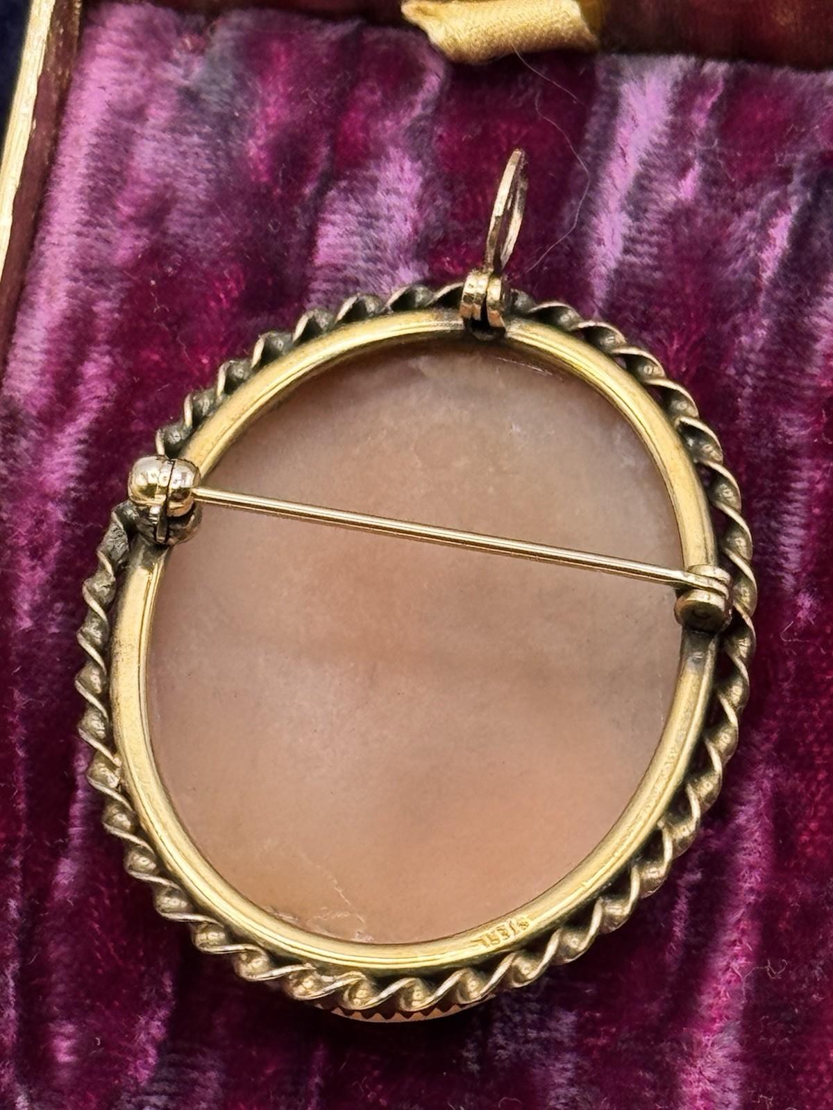 Rebecca At The Well Shell Cameo Brooch Pendant Gold Vermeil Sterling