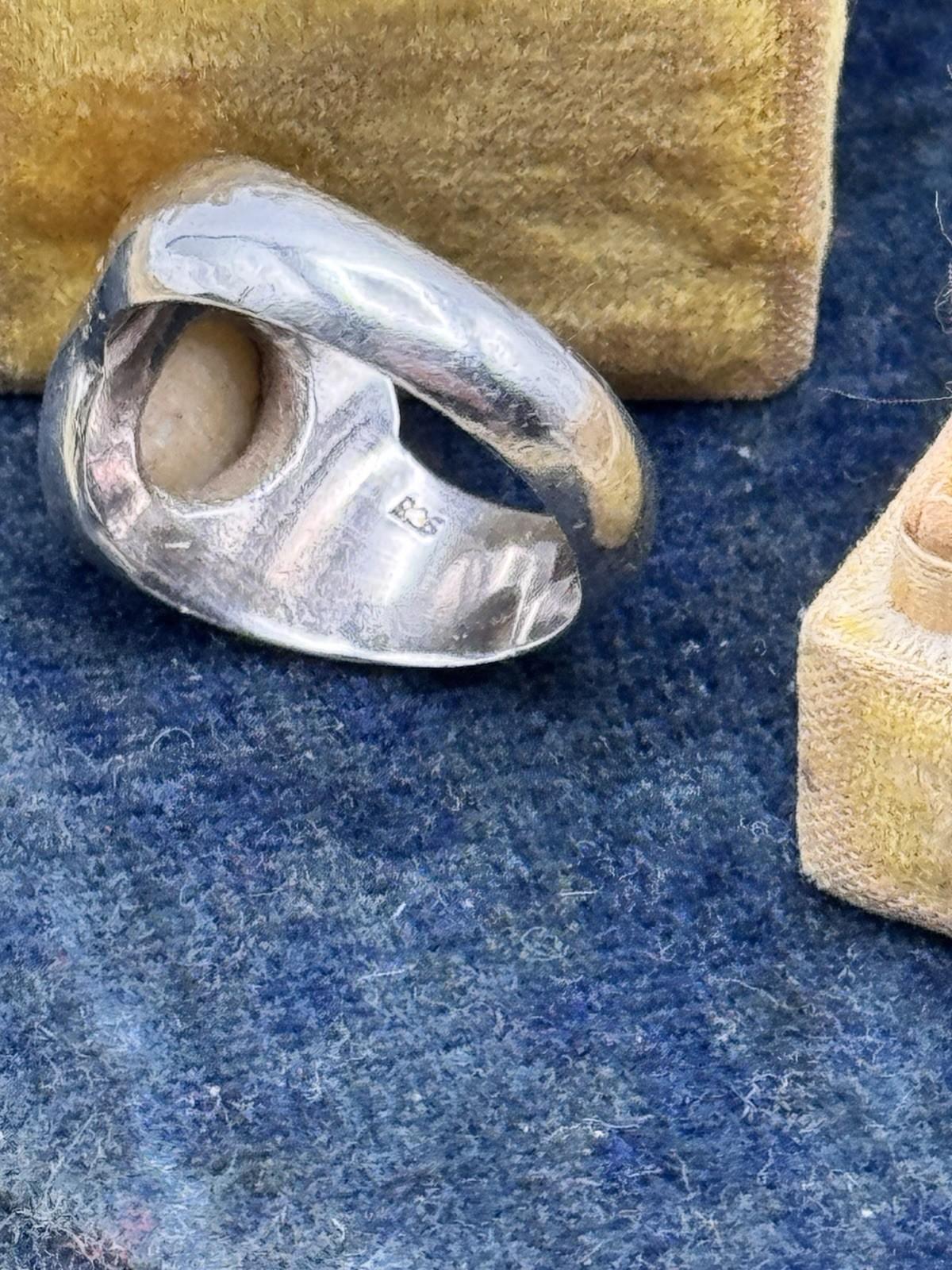 Sterling Silver Pearl Ring Modernist Size 6.75 Vintage Statement