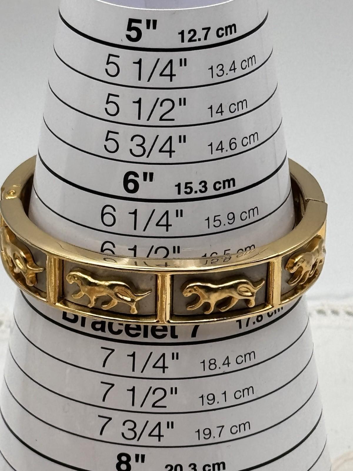 Vintage Two Tone Panther Necklace Bracelet Earrings Set 1990 Power Set