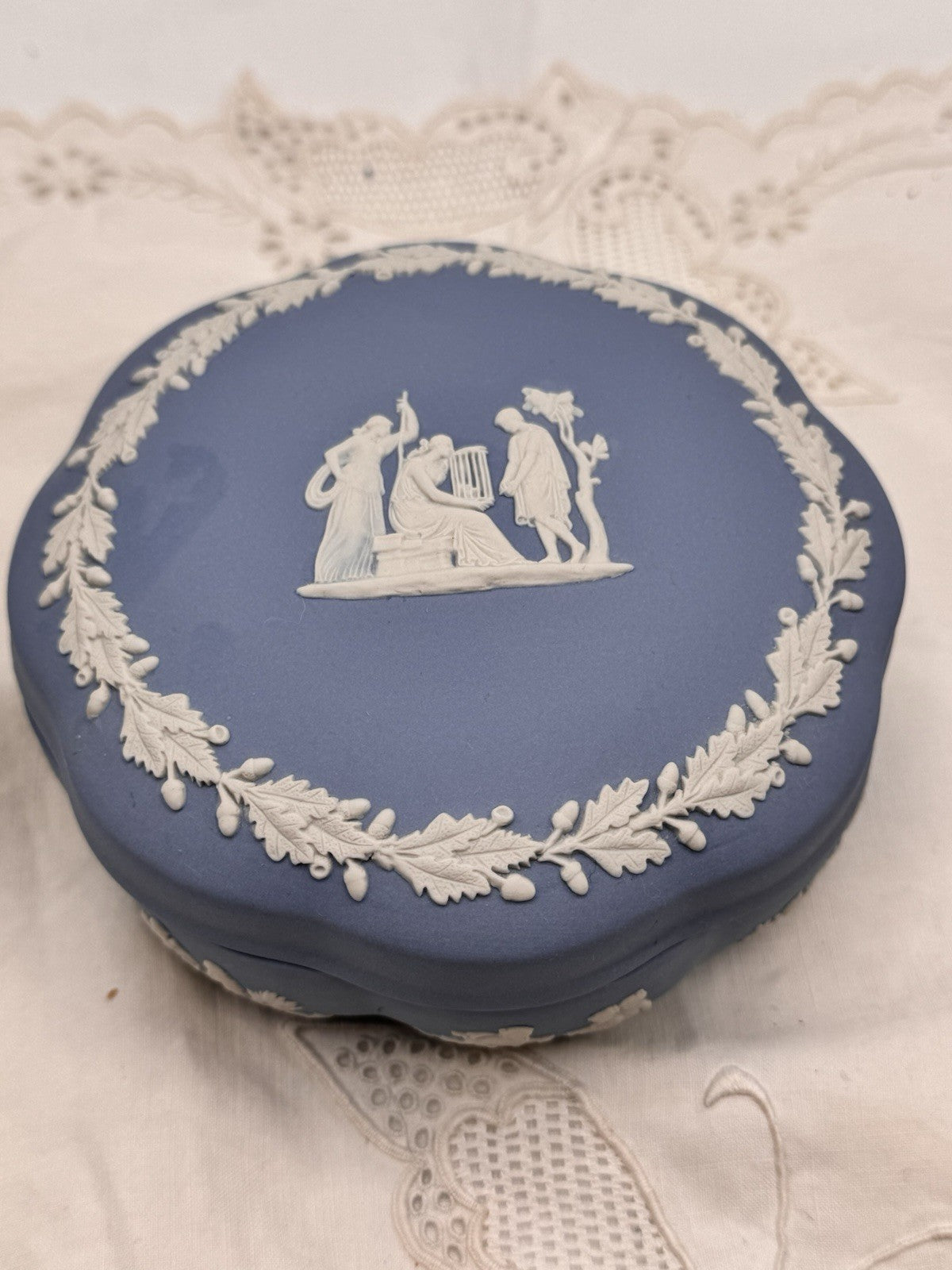 Wedgwood Blue Jasperware Trinket Box Master Potter Mark Mason Signed 1987 5”