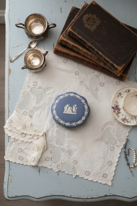 Wedgwood Blue Jasperware Trinket Box Master Potter Mark Mason Signed 1987 5”