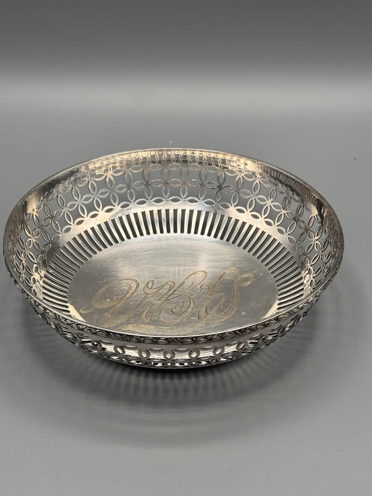 Gorham Silver Soldered Pierced Bowl 6” Monogrammed Vintage