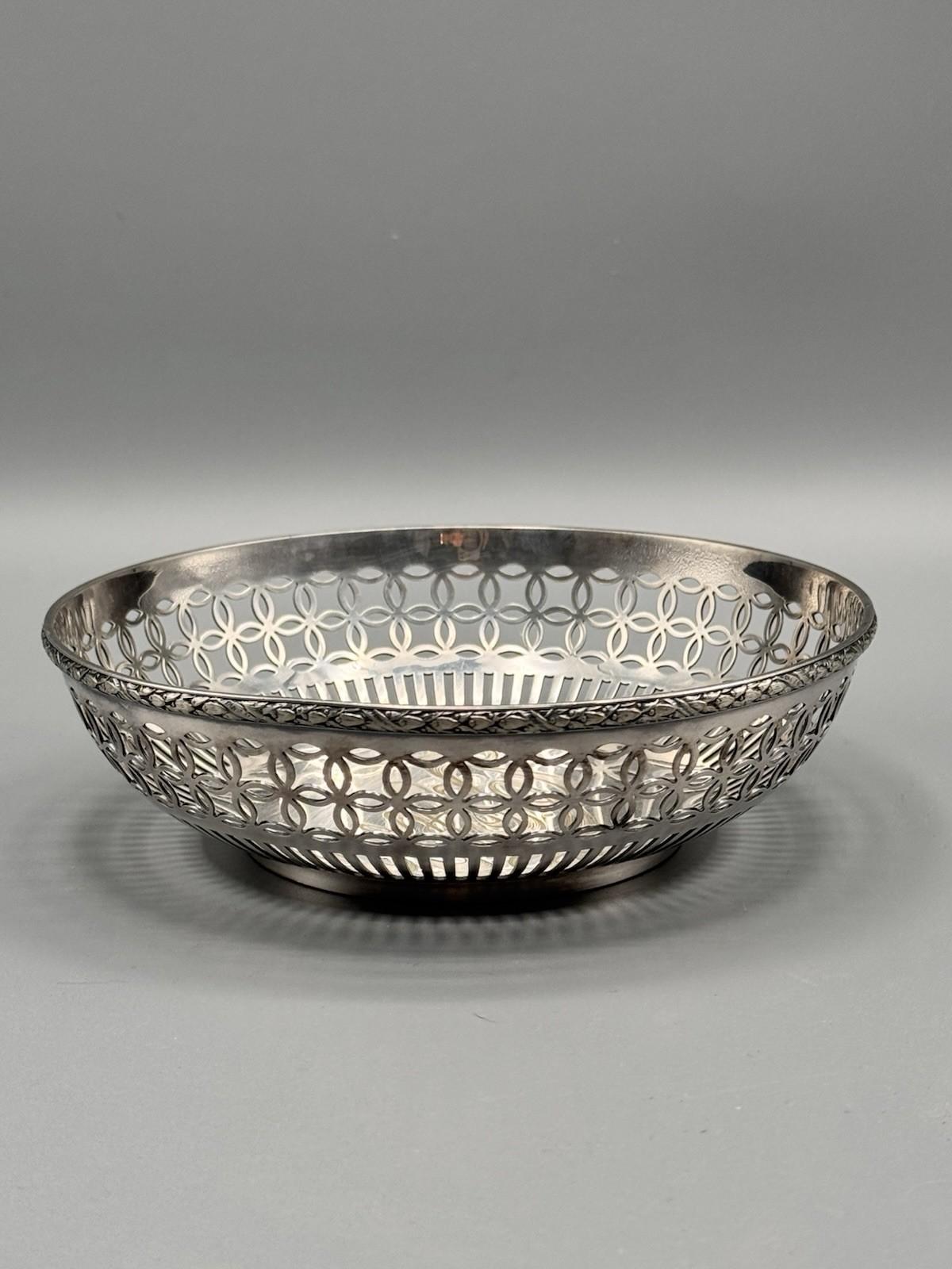 Gorham Silver Soldered Pierced Bowl 6” Monogrammed Vintage
