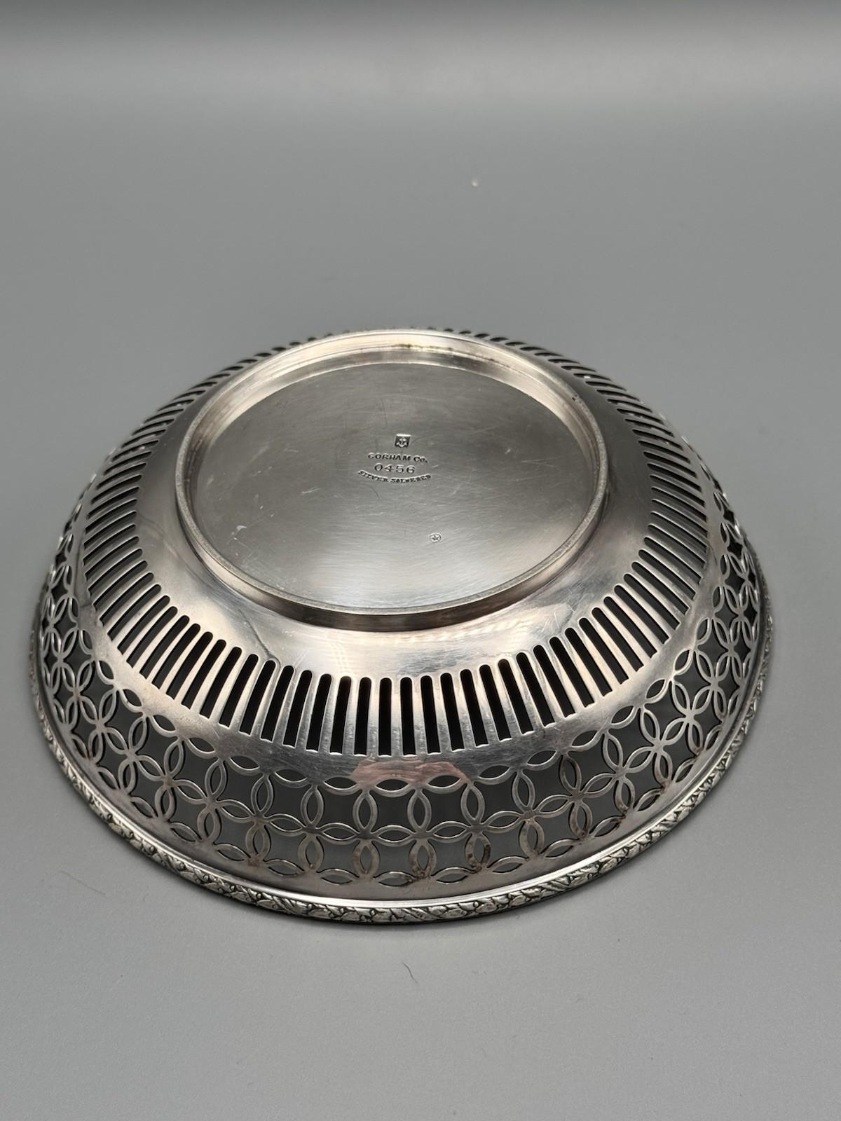 Gorham Silver Soldered Pierced Bowl 6” Monogrammed Vintage