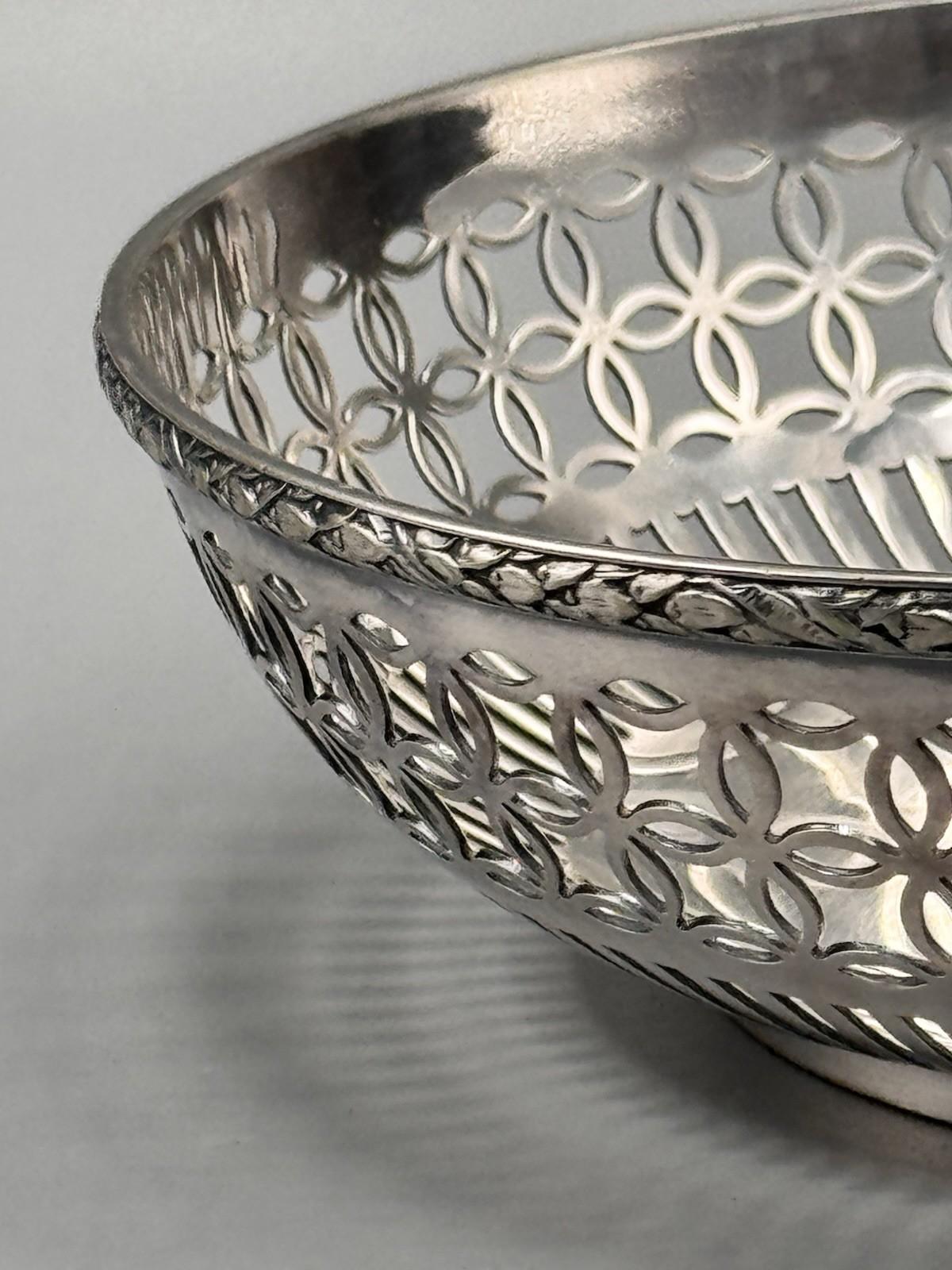 Gorham Silver Soldered Pierced Bowl 6” Monogrammed Vintage
