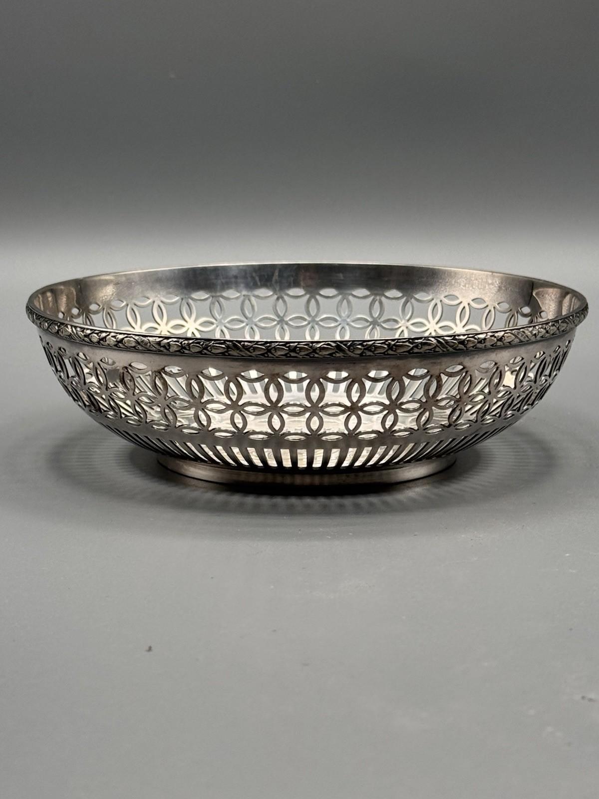 Gorham Silver Soldered Pierced Bowl 6” Monogrammed Vintage