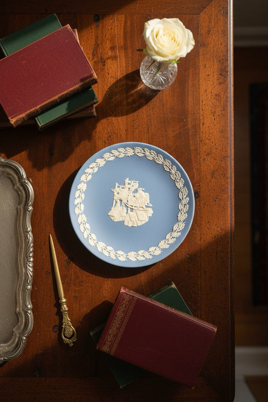 Wedgwood Dillard Exclusive Santa Sleigh Plate Blue 6.75”
