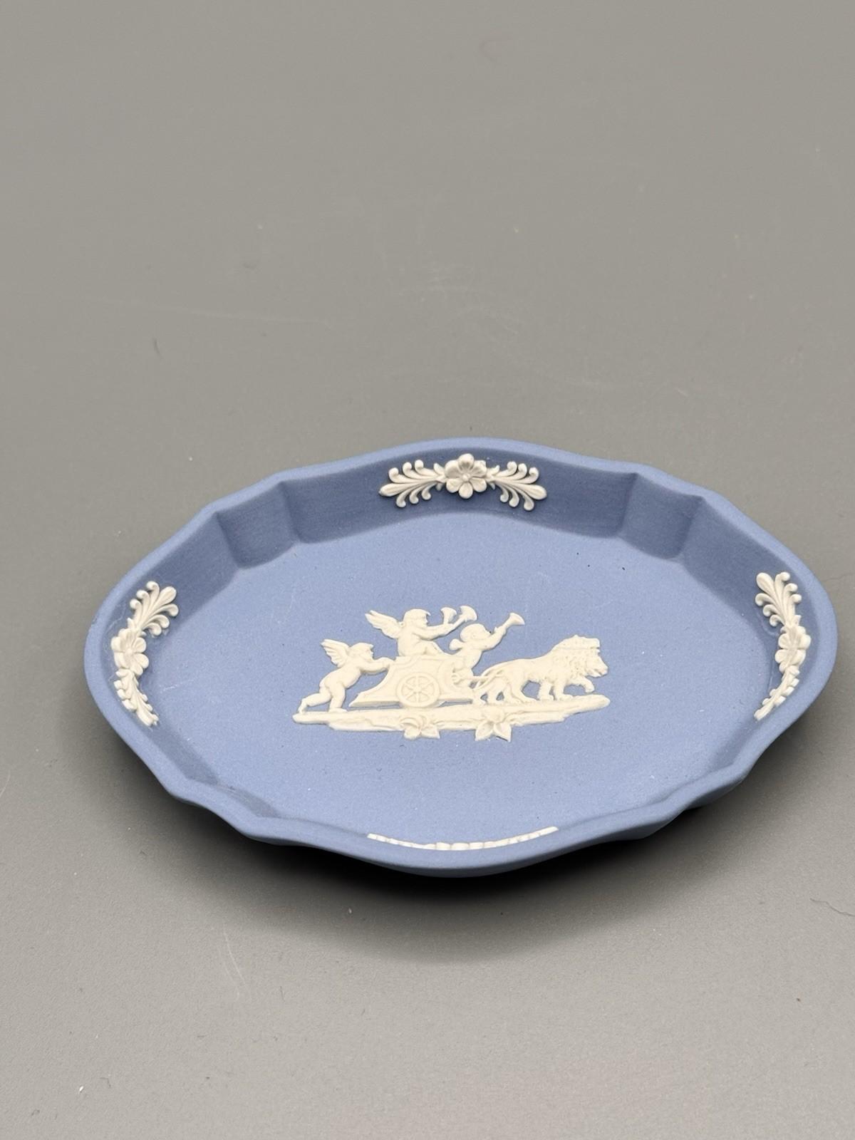 Wedgwood Jasperware Blue Jasperware Tray Cherub Chariot Relief