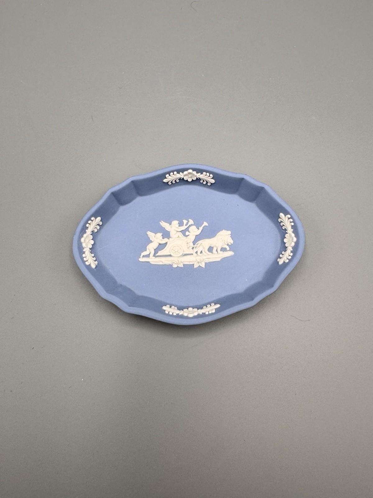 Wedgwood Jasperware Blue Jasperware Tray Cherub Chariot Relief