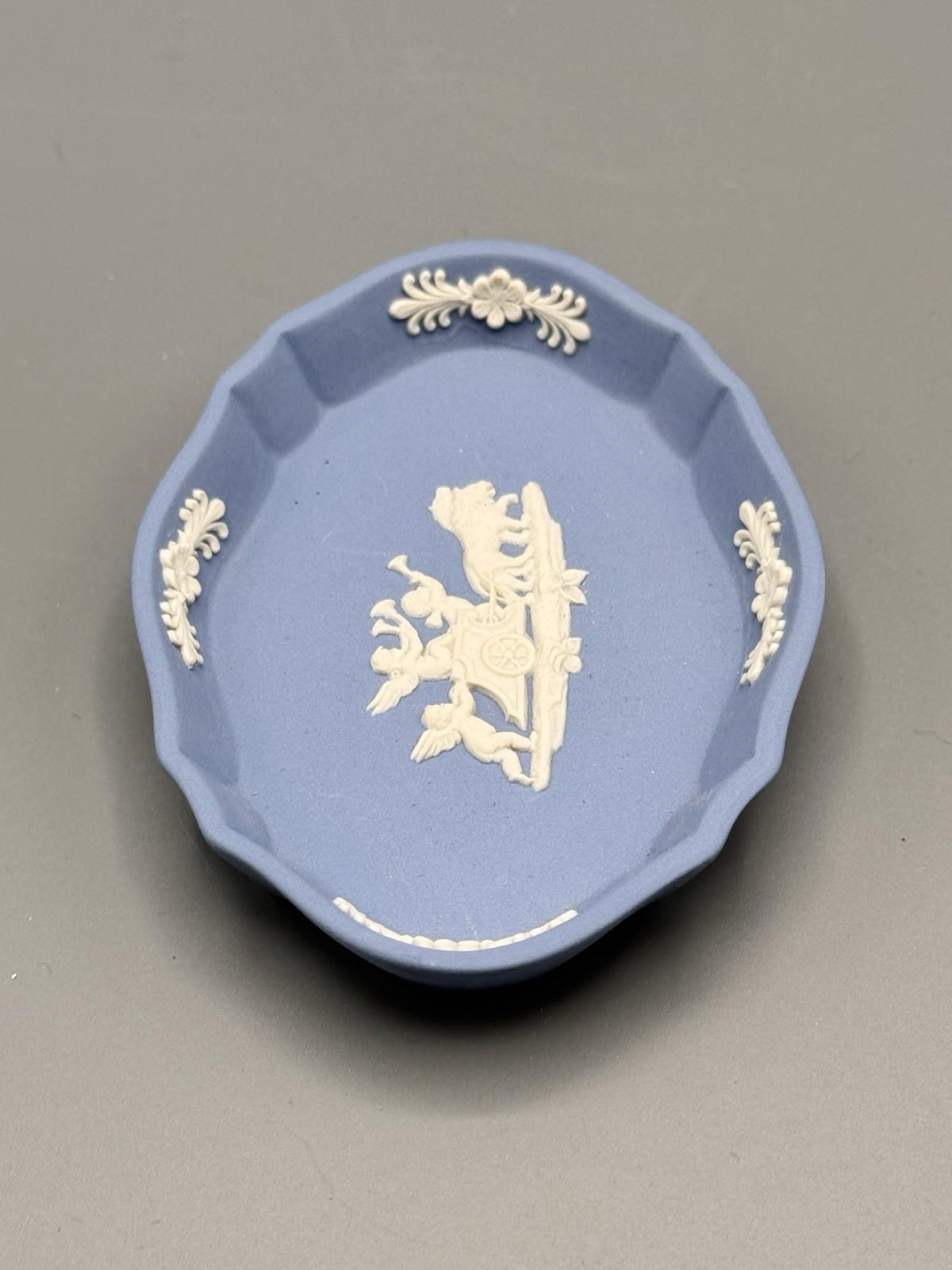 Wedgwood Jasperware Blue Jasperware Tray Cherub Chariot Relief