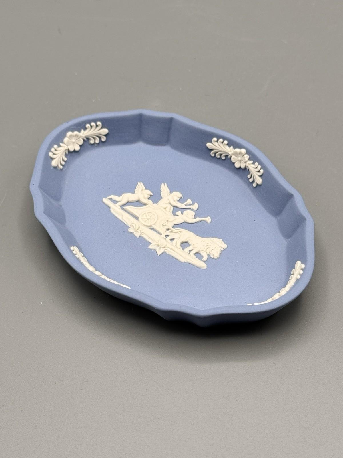 Wedgwood Jasperware Blue Jasperware Tray Cherub Chariot Relief