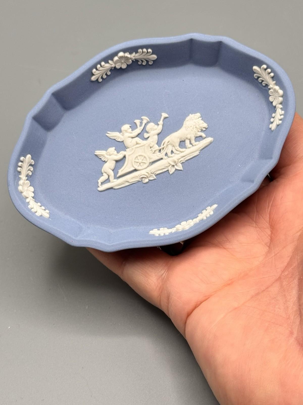 Wedgwood Jasperware Blue Jasperware Tray Cherub Chariot Relief