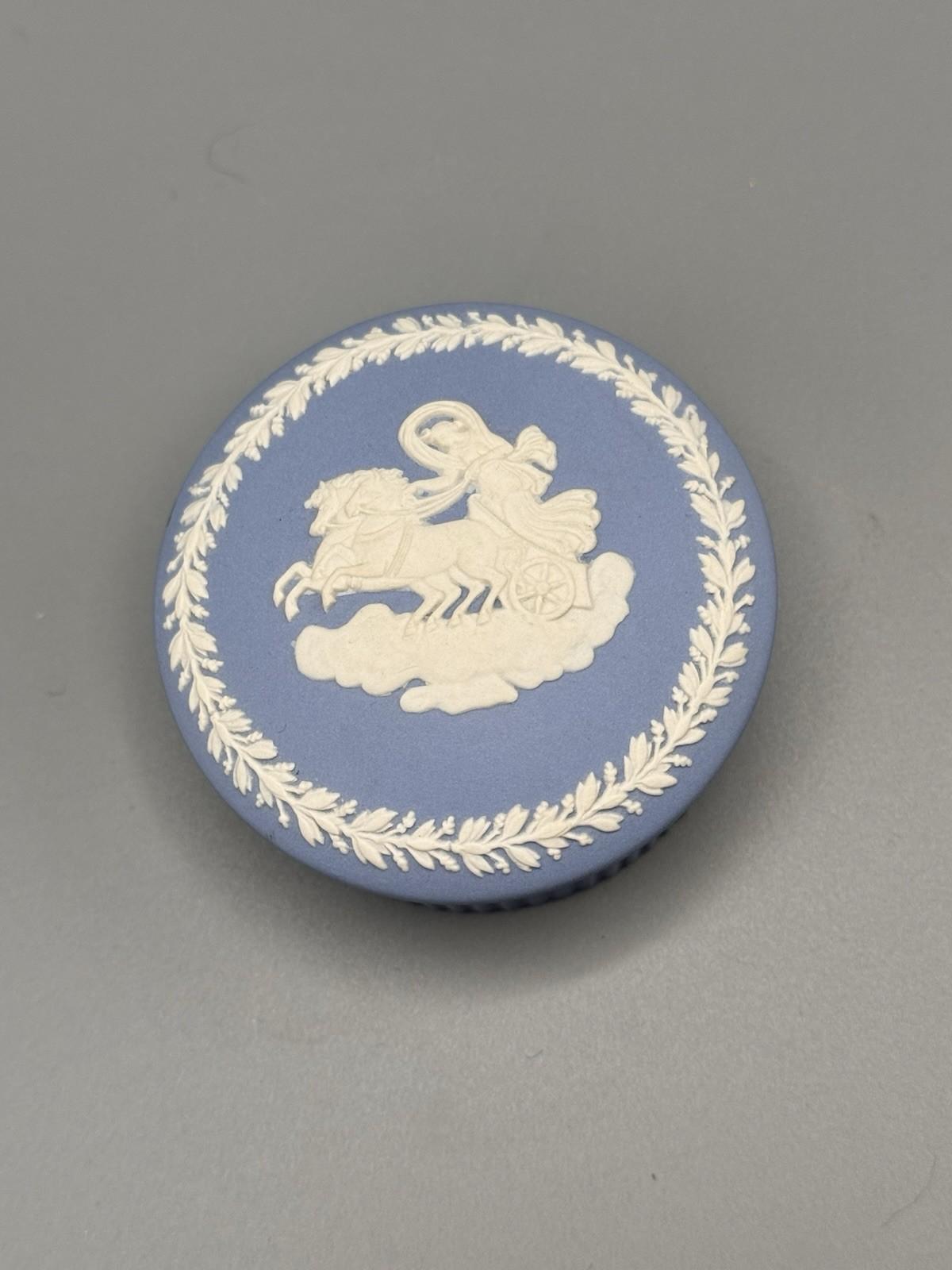 Wedgwood Jasperware Parrot Pin Dish Blue Relief 4.3”
