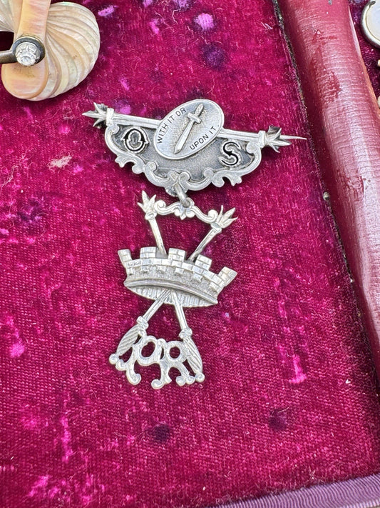 Antique Silver Medal Order Of Sparta Past Regent Jewel Caldwell Silver Masonic