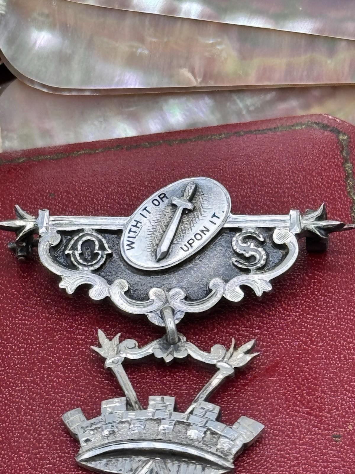 Antique Silver Medal Order Of Sparta Past Regent Jewel Caldwell Silver Masonic