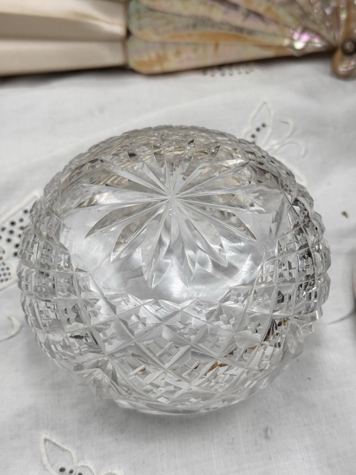 Sterling Cherub Dresser Jar Cut Crystal Vanity Box 4 In Art Nouveau