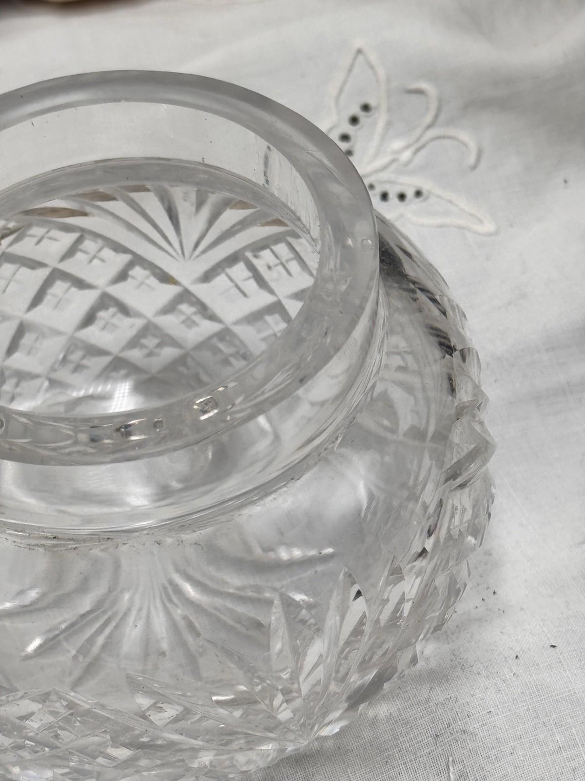 Sterling Cherub Dresser Jar Cut Crystal Vanity Box 4 In Art Nouveau