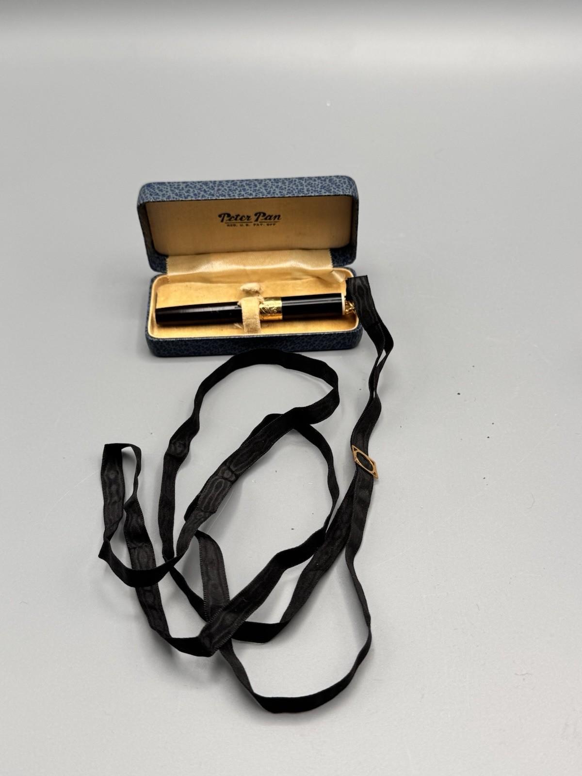 Peter Pan Miniature Chatelaine Fountain Pen 14K Nib Gold Filled Band 2.75”