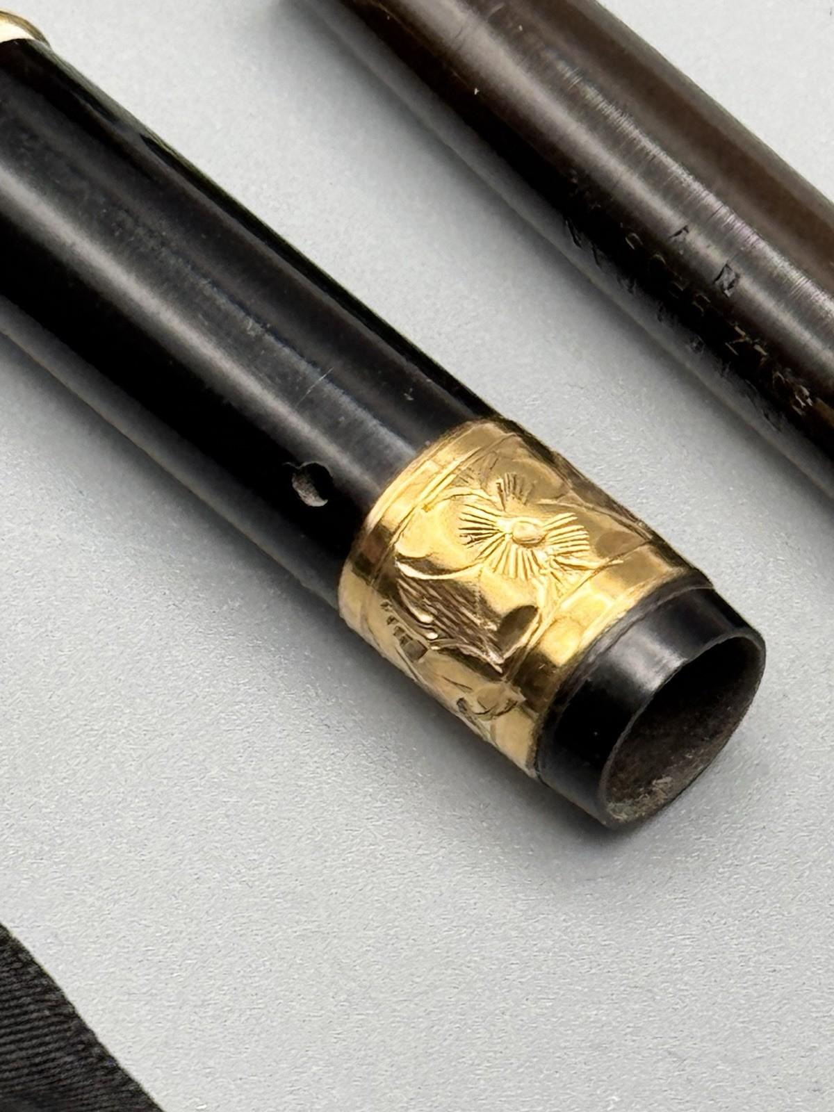 Peter Pan Miniature Chatelaine Fountain Pen 14K Nib Gold Filled Band 2.75”