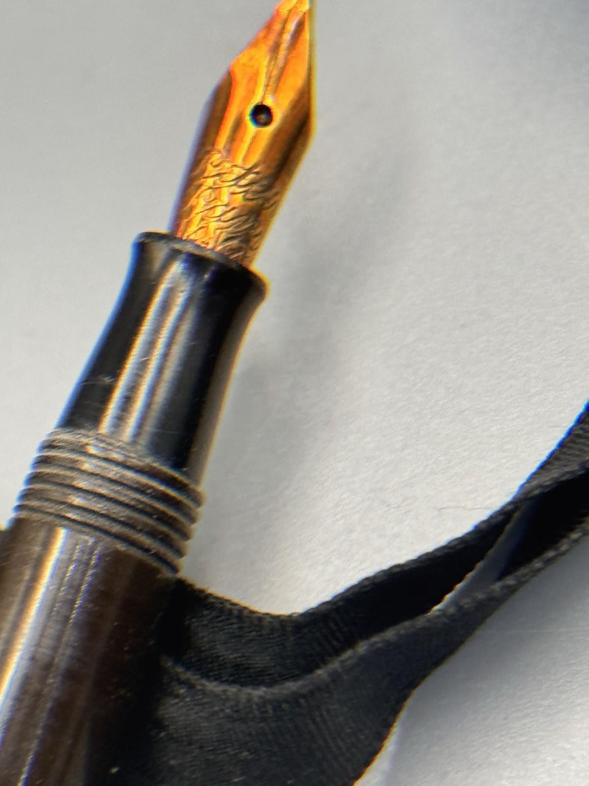 Peter Pan Miniature Chatelaine Fountain Pen 14K Nib Gold Filled Band 2.75”