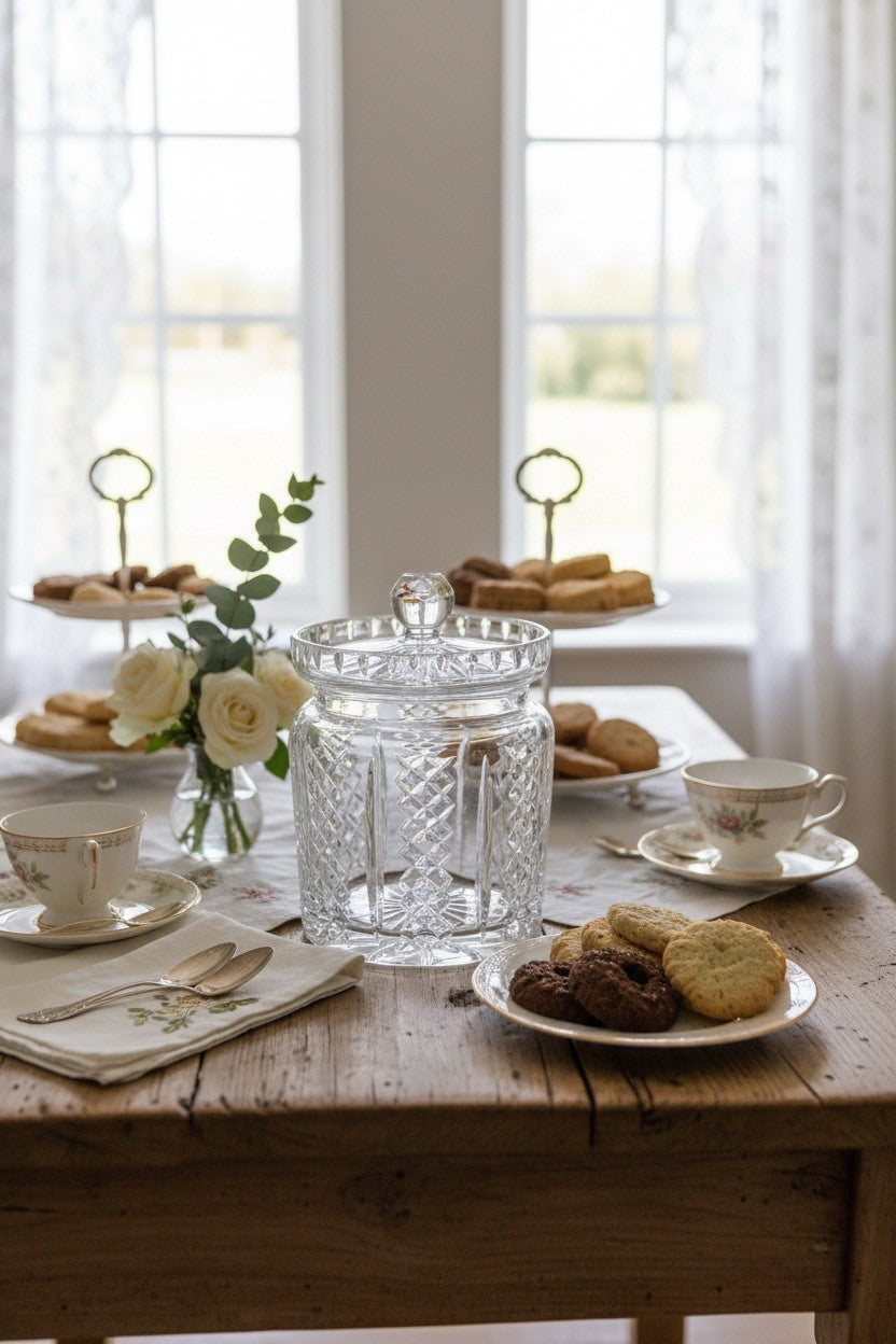 Waterford Crystal Biscuit Jar Lidded Cut Crystal Cookie Jar 7.5”