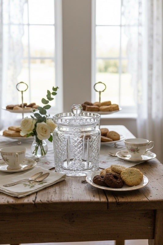 Waterford Crystal Biscuit Jar Lidded Cut Crystal Cookie Jar 7.5”