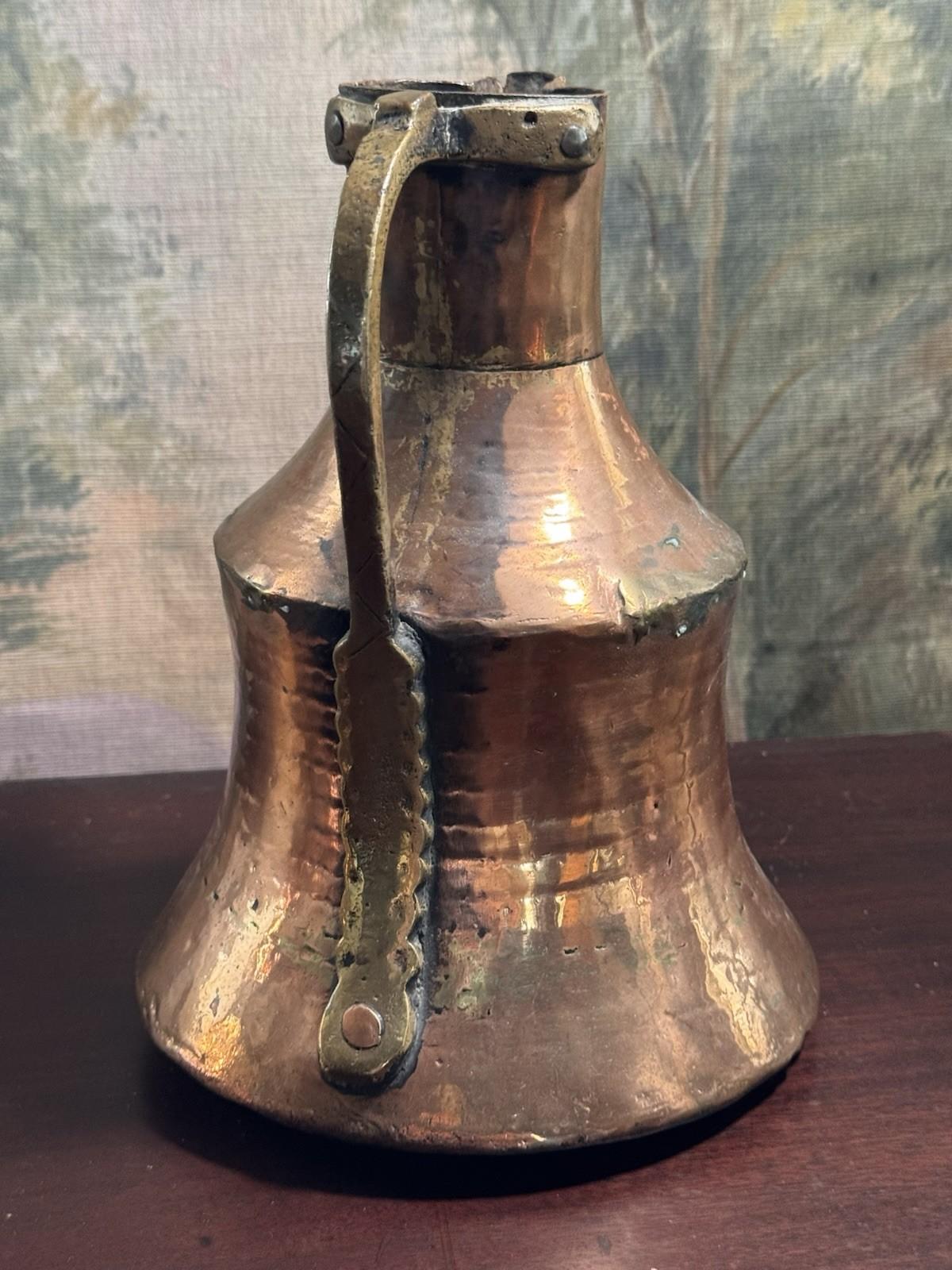 Vintage Hammered Copper Pitcher Rustic Farmhouse Jug French Kitchen Decor