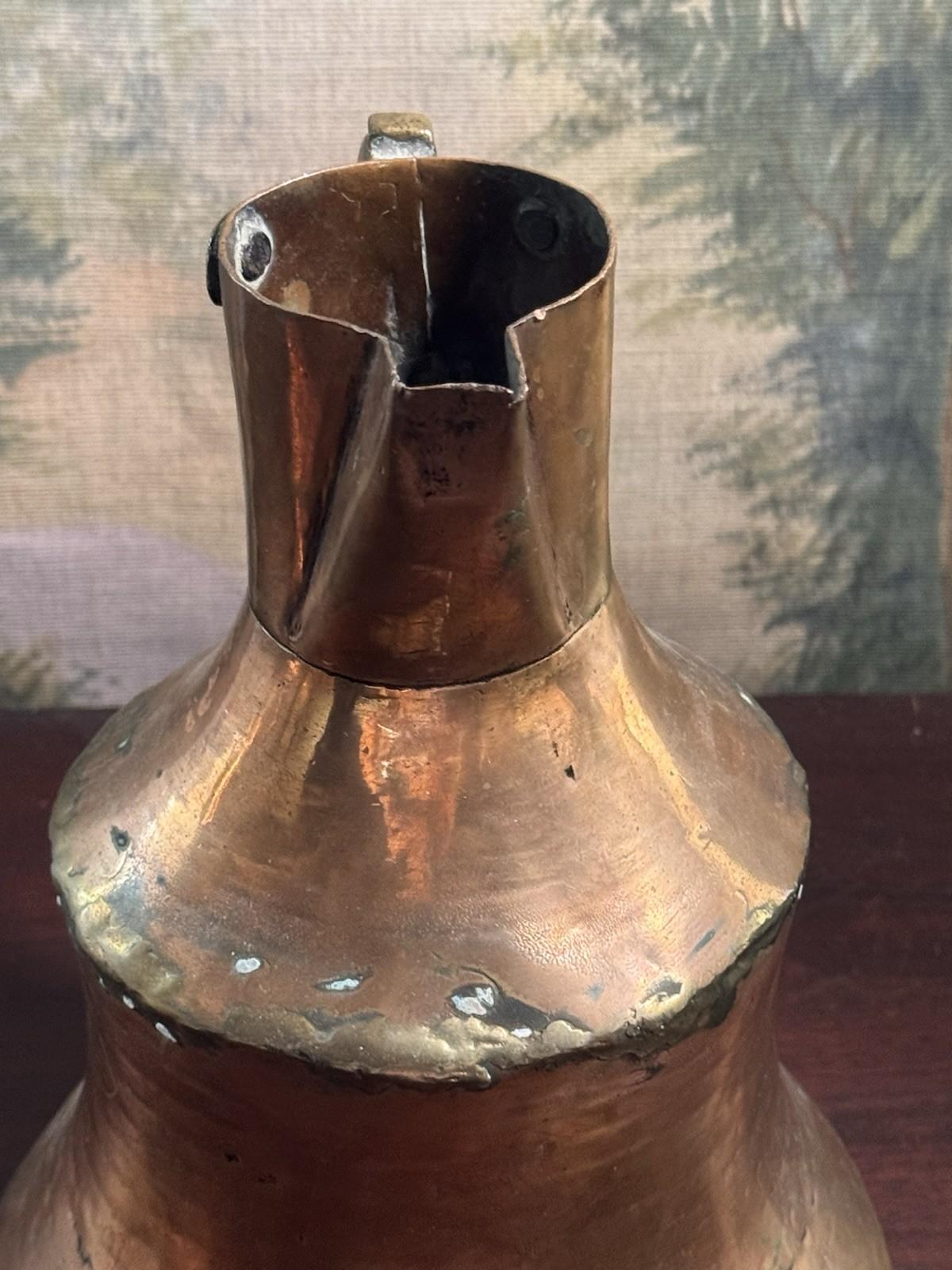 Vintage Hammered Copper Pitcher Rustic Farmhouse Jug French Kitchen Decor