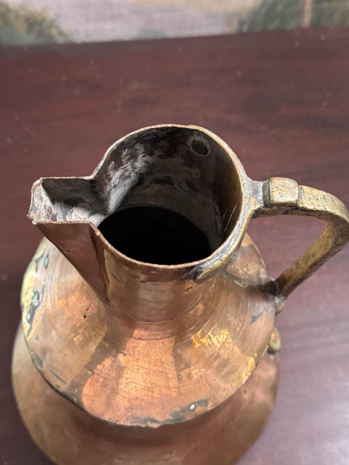 Vintage Hammered Copper Pitcher Rustic Farmhouse Jug French Kitchen Decor