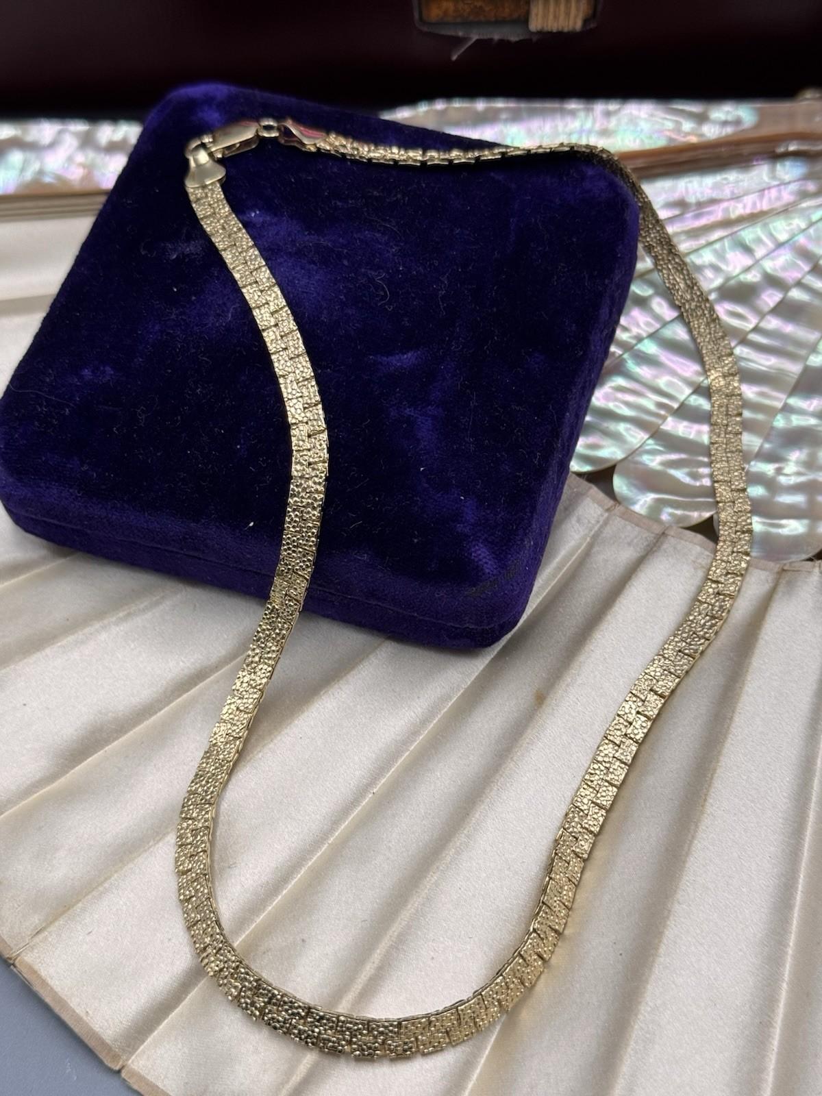 Goldtone Omega Necklace 16” Double Sided Nugget Pebble Articulated
