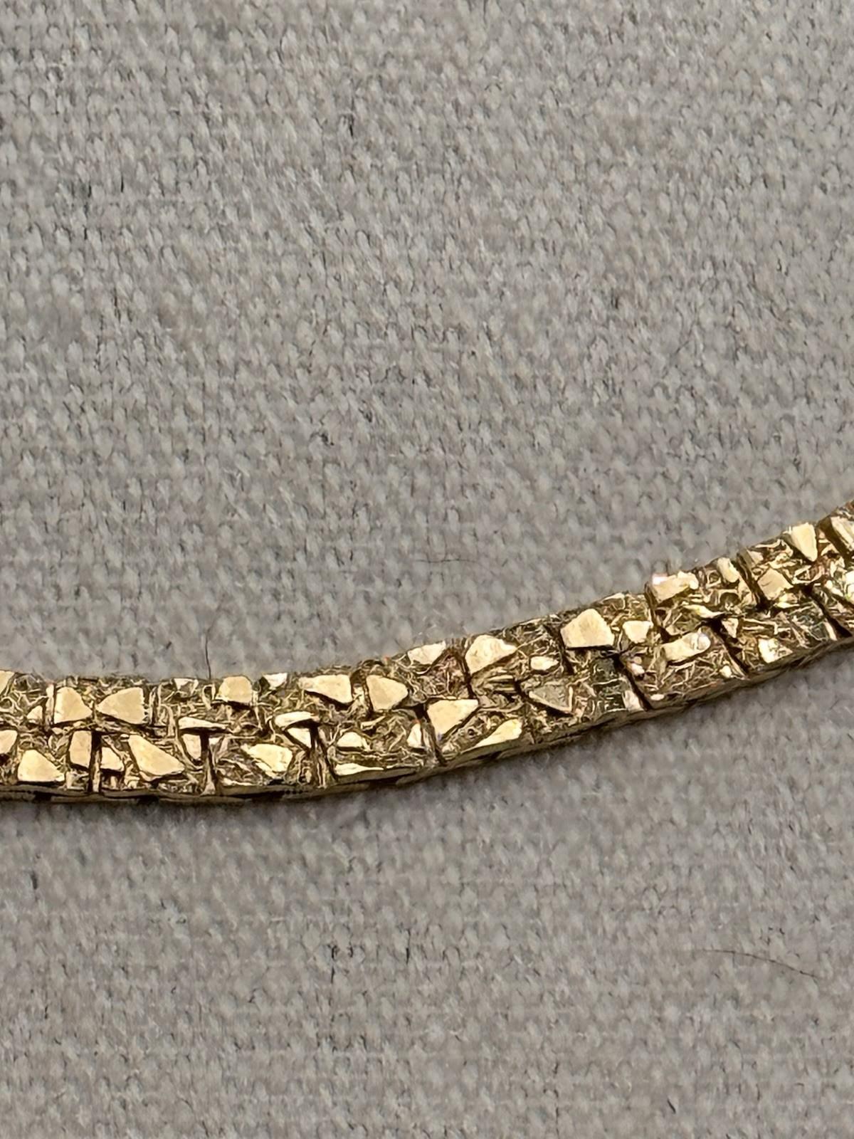 Goldtone Omega Necklace 16” Double Sided Nugget Pebble Articulated