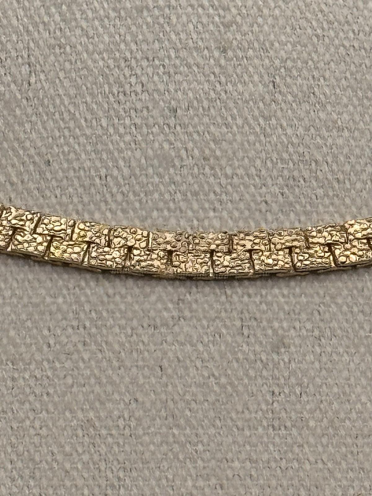 Goldtone Omega Necklace 16” Double Sided Nugget Pebble Articulated