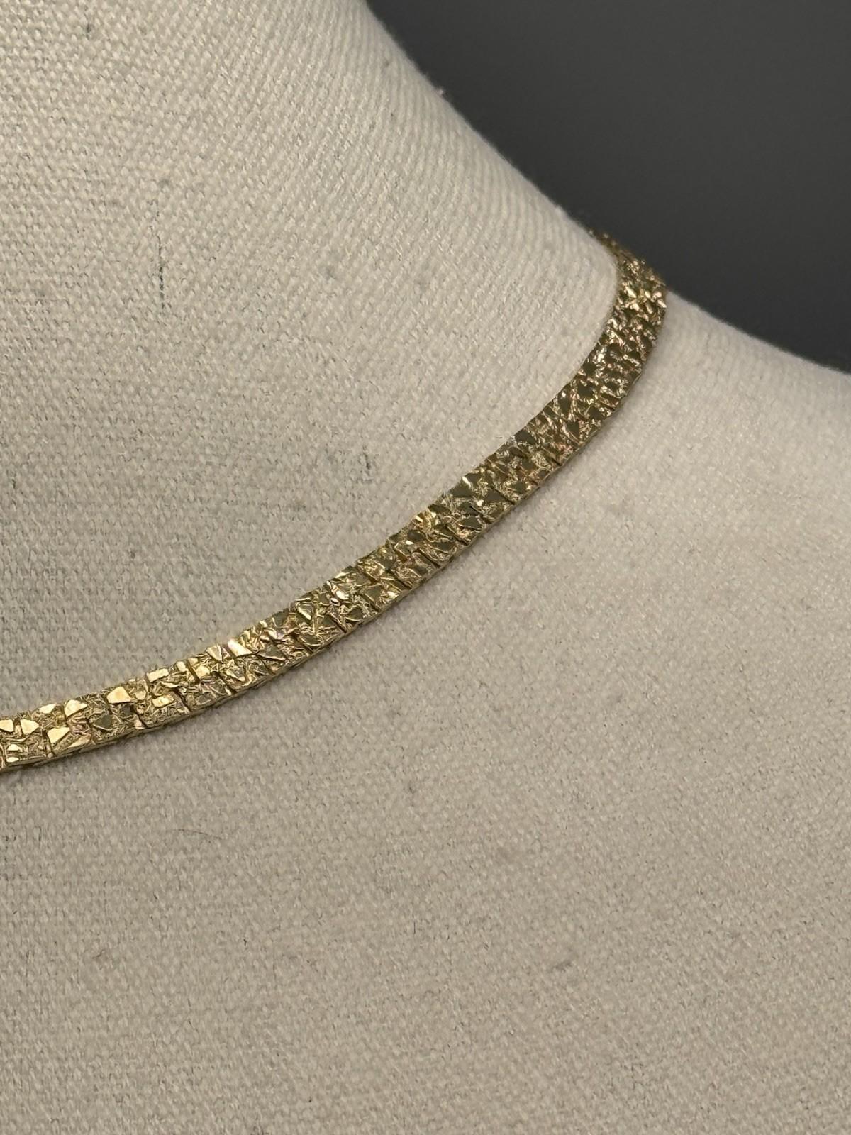Goldtone Omega Necklace 16” Double Sided Nugget Pebble Articulated