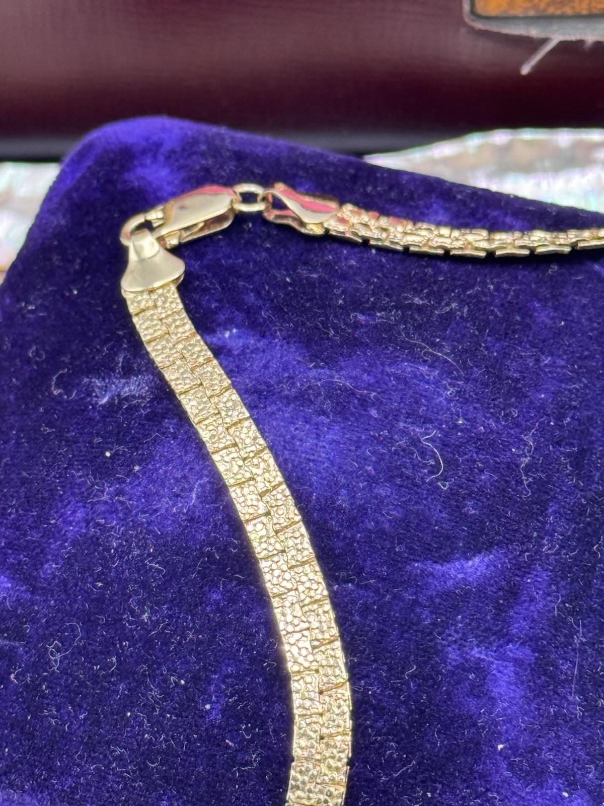 Goldtone Omega Necklace 16” Double Sided Nugget Pebble Articulated