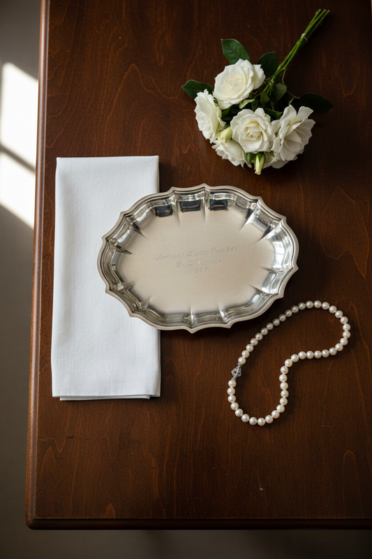 Silverplate Trinket Dish Chippendale Engraved Golf Winner 1958 7” L