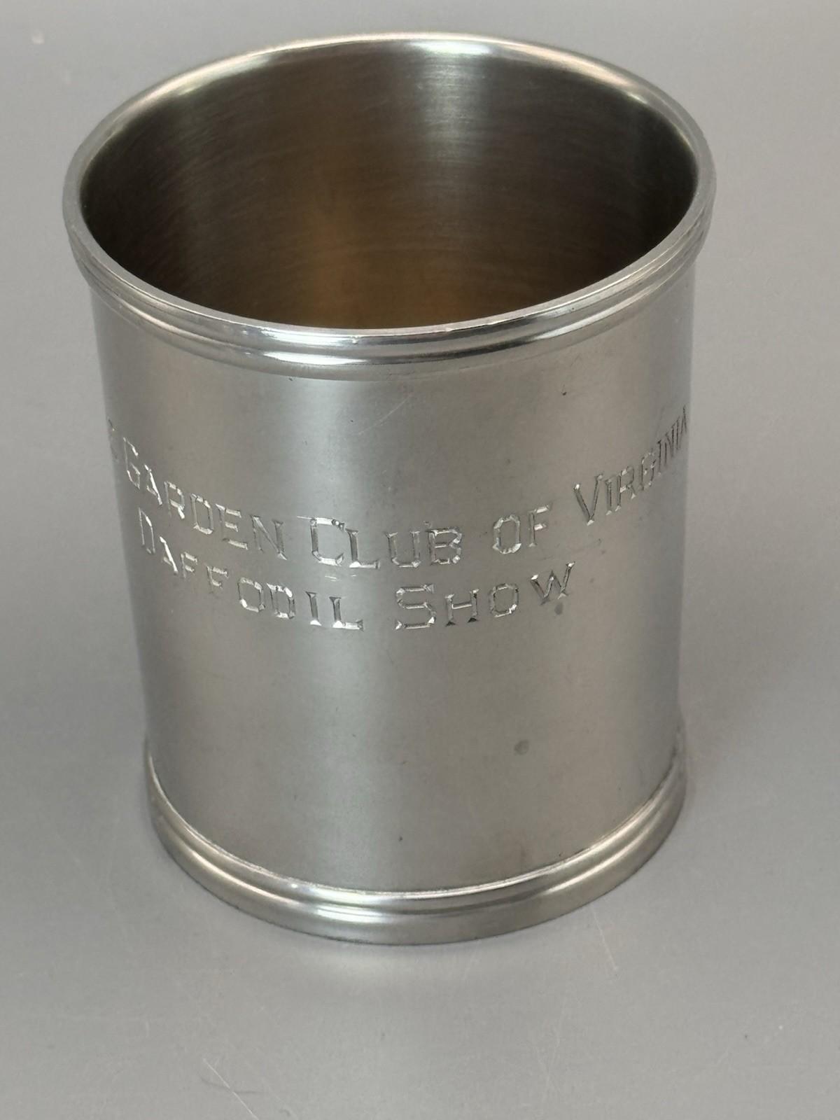 Stieff Pewter Camp Cup Washington Cup Engraved Garden Club Virginia 3.25”