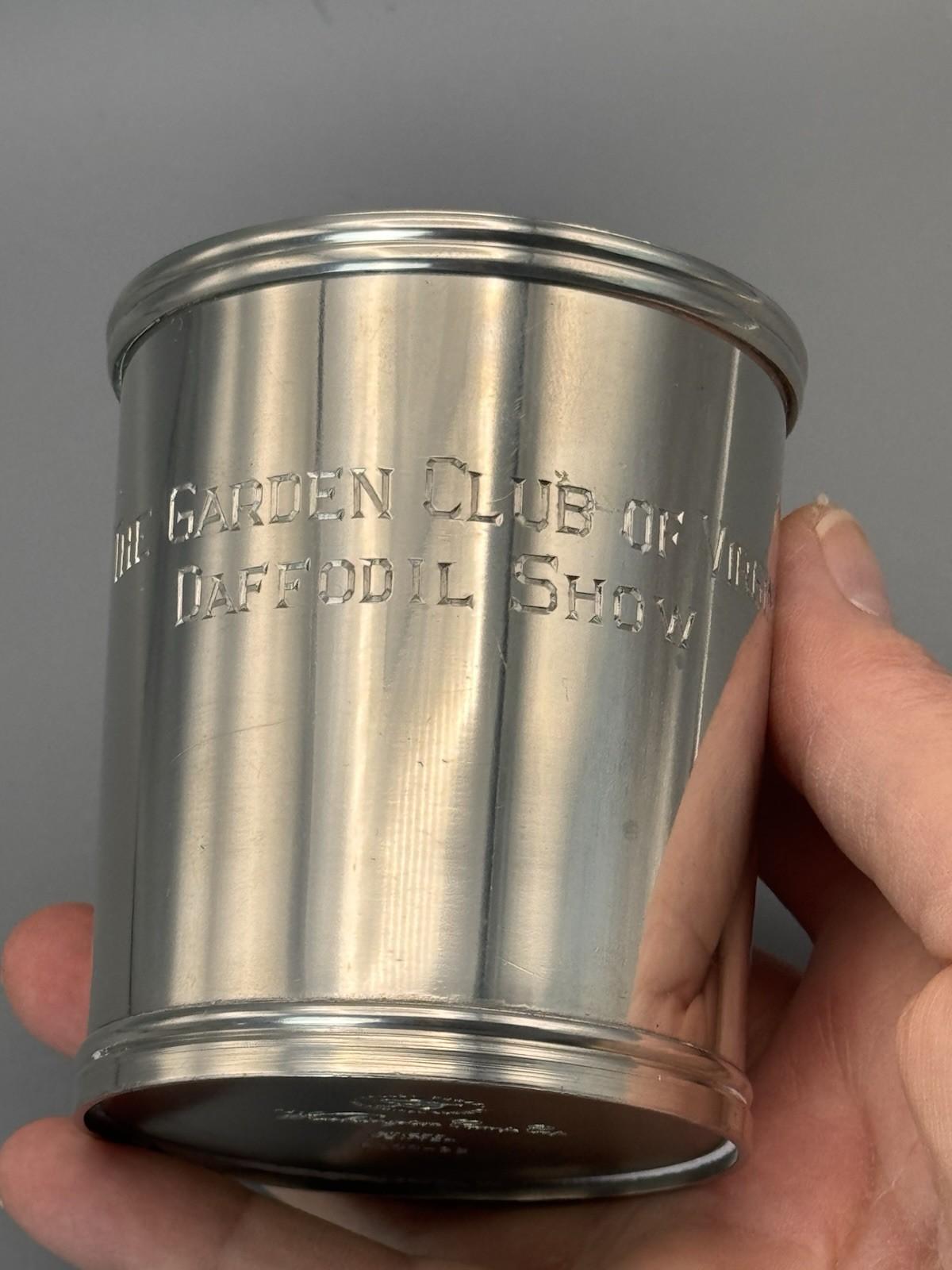 Stieff Pewter Camp Cup Washington Cup Engraved Garden Club Virginia 3.25”