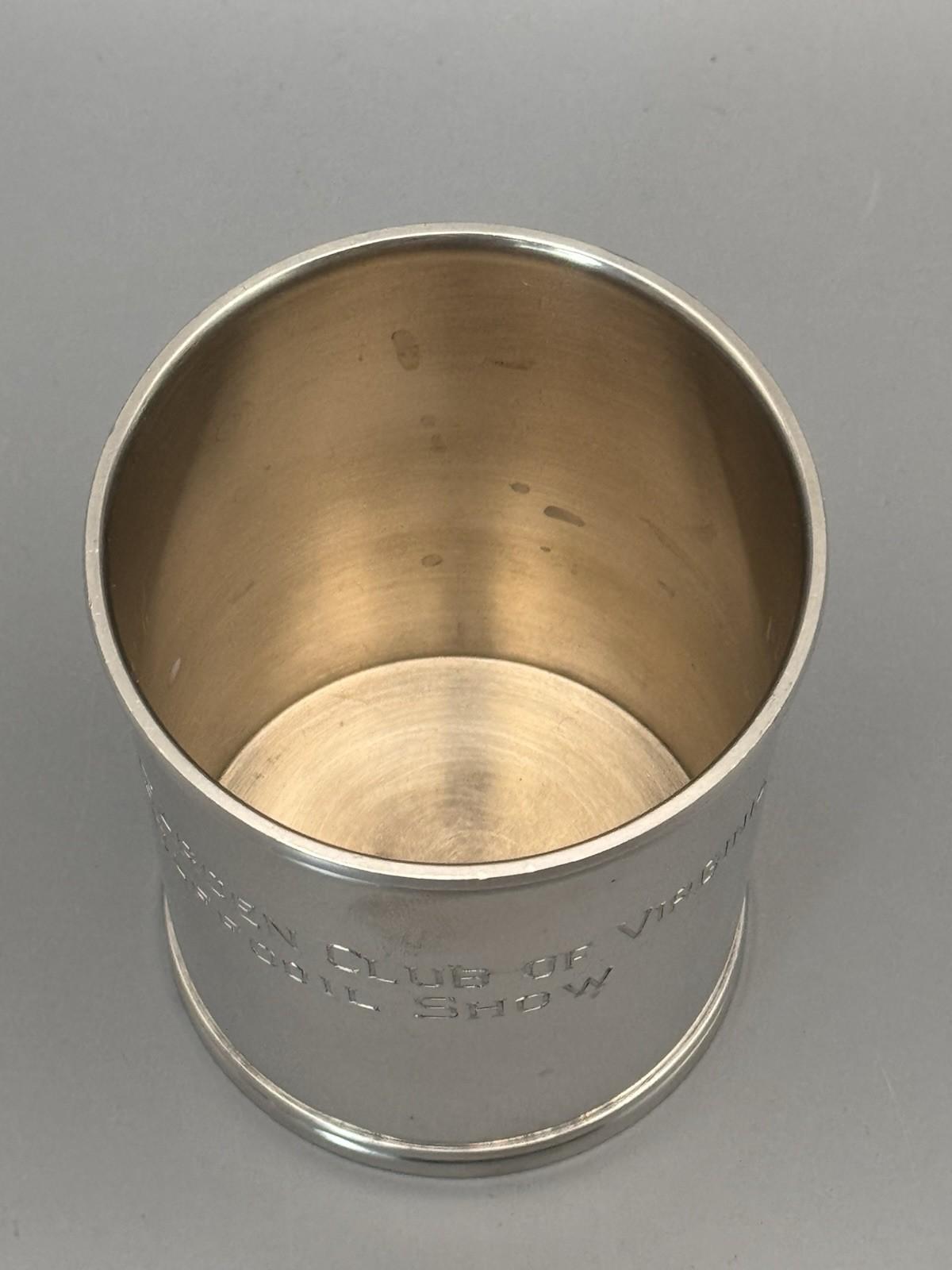 Stieff Pewter Camp Cup Washington Cup Engraved Garden Club Virginia 3.25”